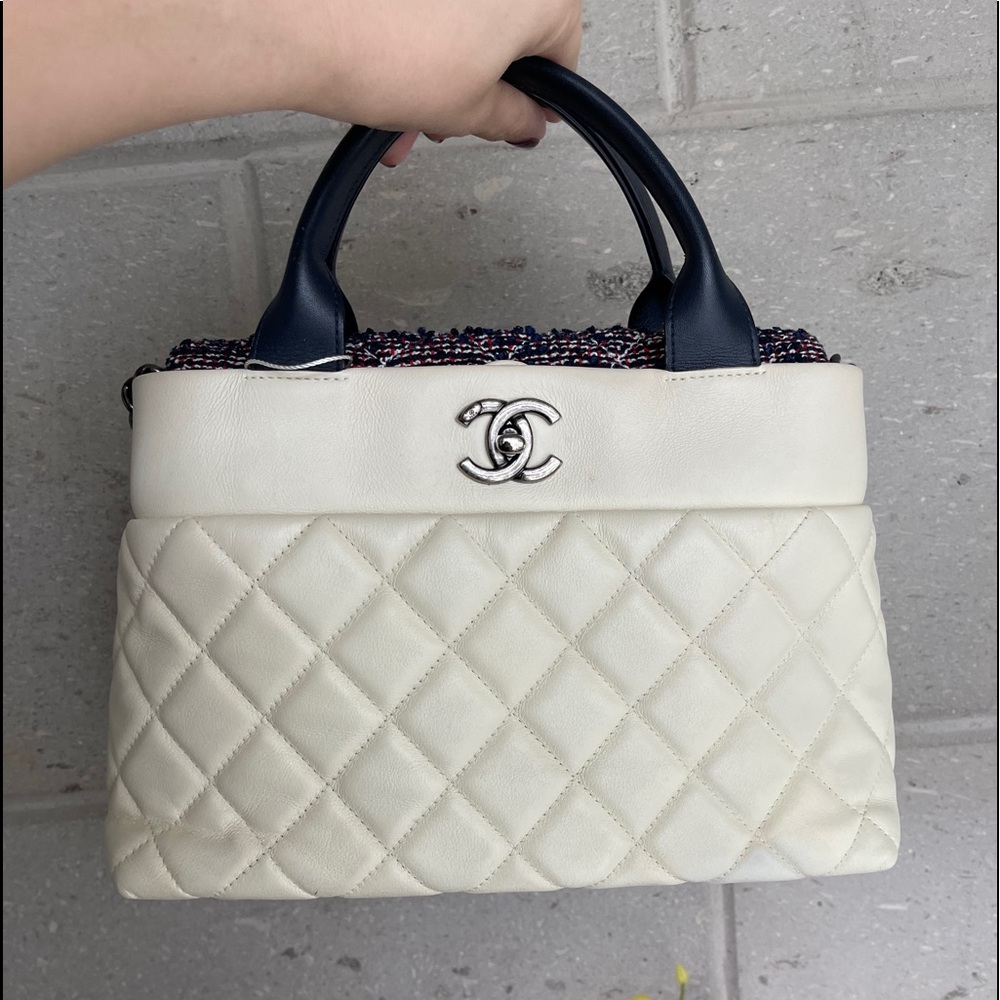 Chanel Portobello Ivory Leather with Navy blue